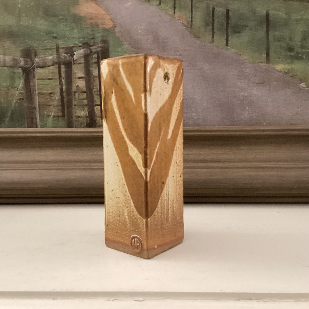 Vtg Studio Art Pottery Contemporary Square OpenBottom Vase Wall Mount Holder